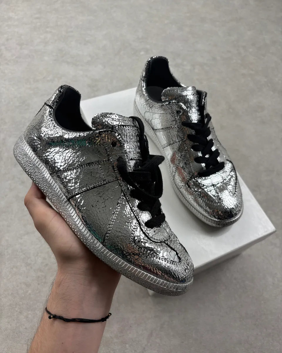 Maison Margiela Replica Cracked Silver Contrast Low Sneakers ErhOKSE 0