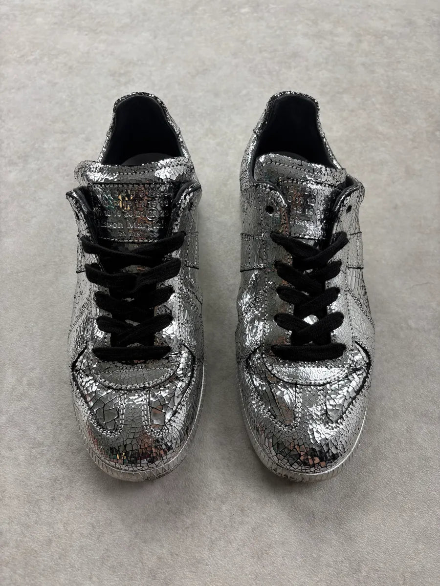 Maison Margiela Replica Cracked Silver Contrast Low Sneakers ErhOKSE 1