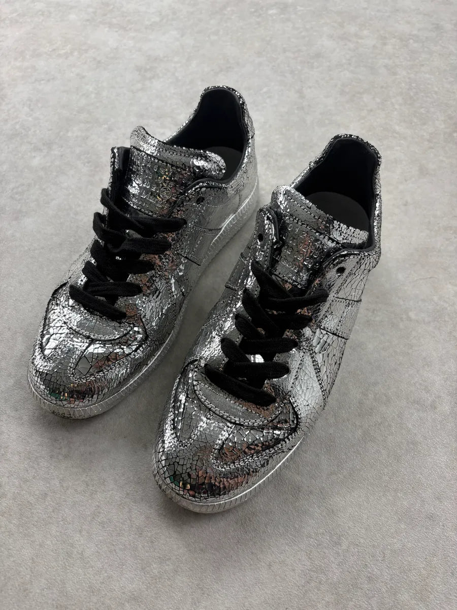 Maison Margiela Replica Cracked Silver Contrast Low Sneakers ErhOKSE 2