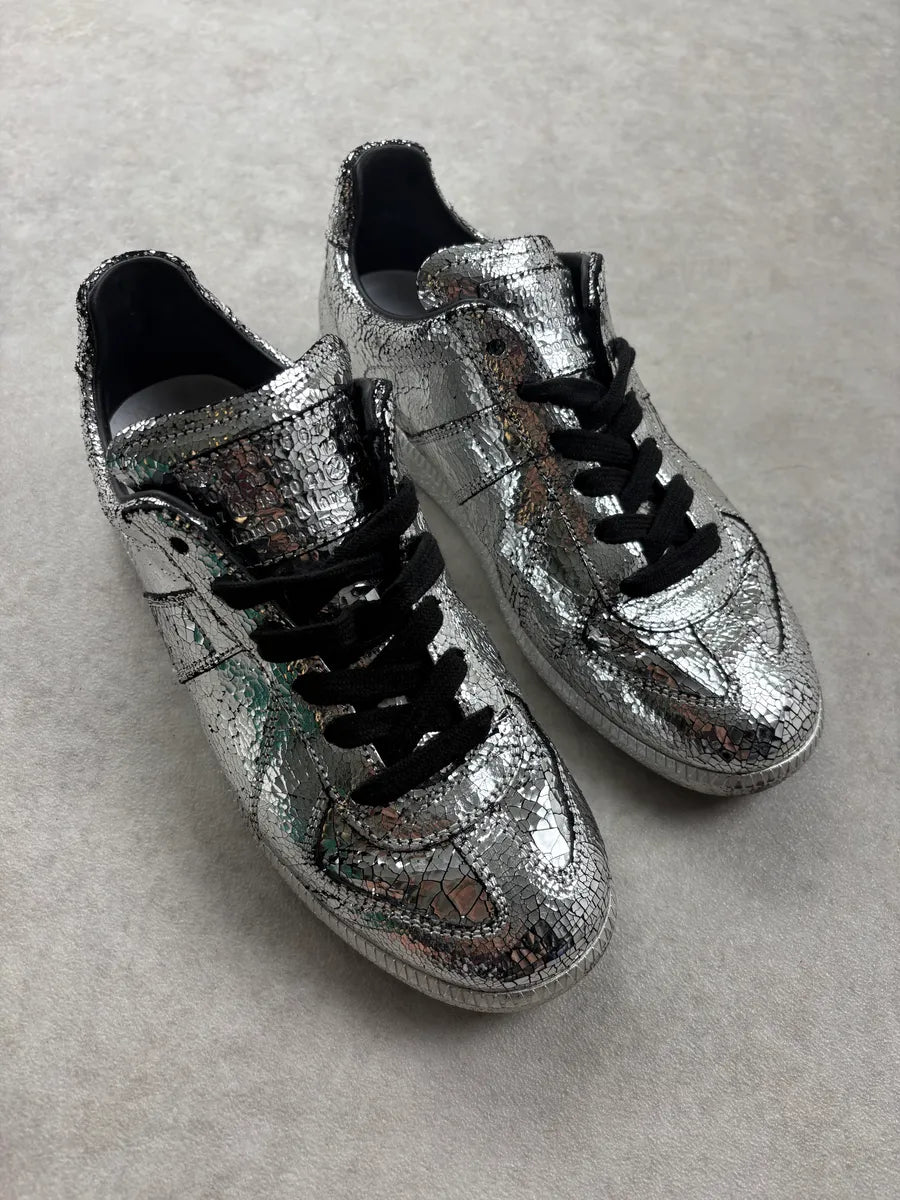 Maison Margiela Replica Cracked Silver Contrast Low Sneakers ErhOKSE 3