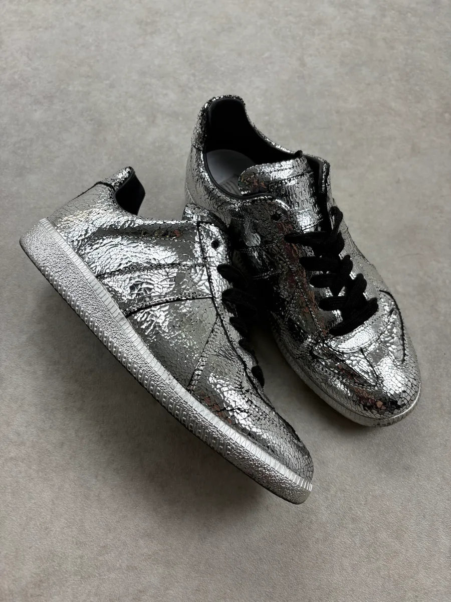 Maison Margiela Replica Cracked Silver Contrast Low Sneakers ErhOKSE 4