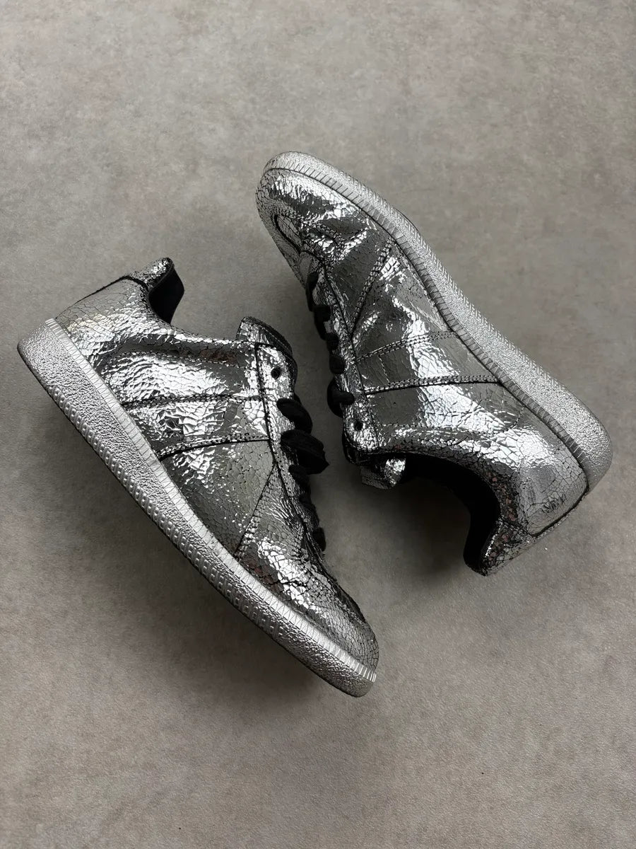 Maison Margiela Replica Cracked Silver Contrast Low Sneakers ErhOKSE 5