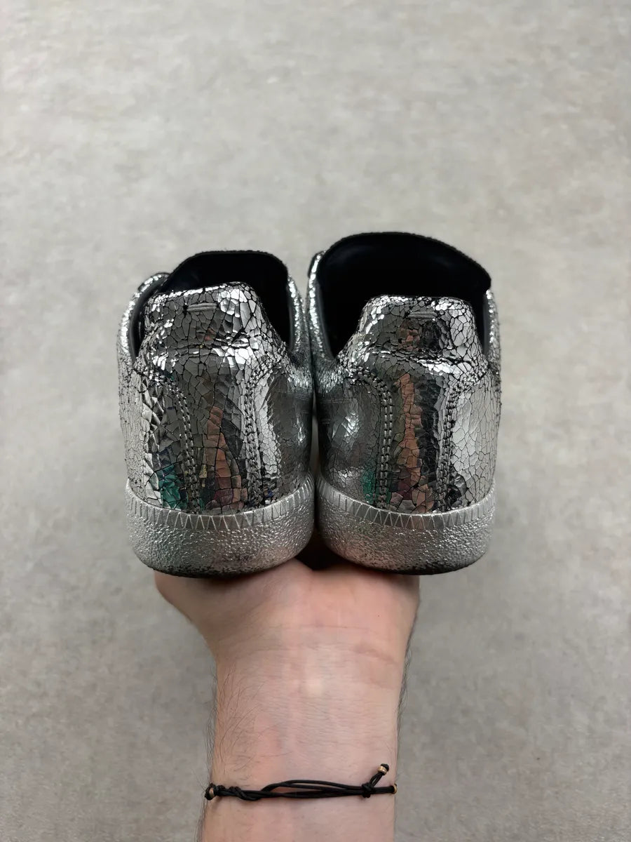 Maison Margiela Replica Cracked Silver Contrast Low Sneakers ErhOKSE 6