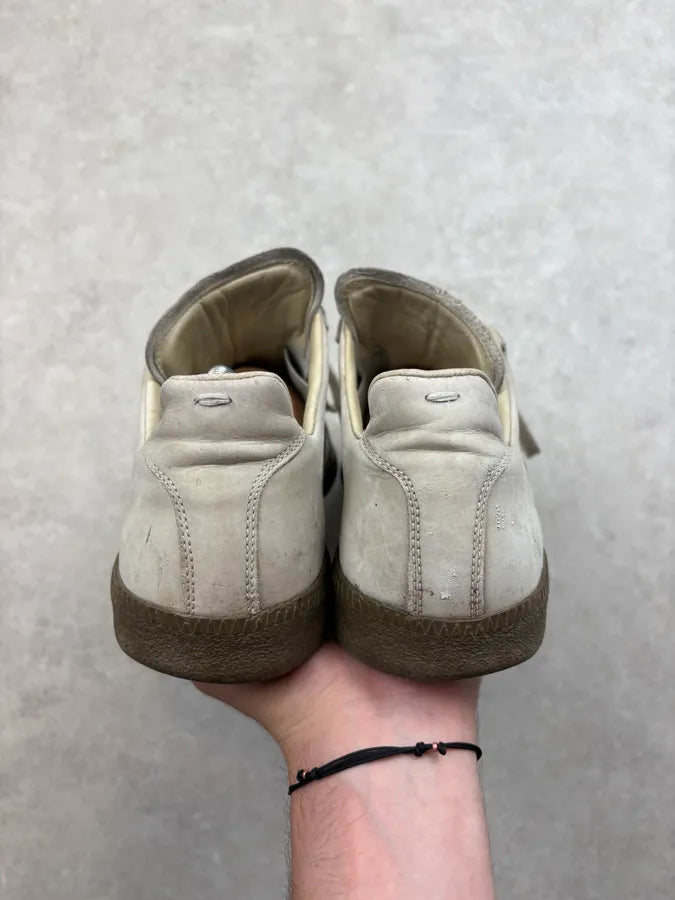 Maison Margiela Replica Faded Grey Leather Low Sneakers yoCctqN 6