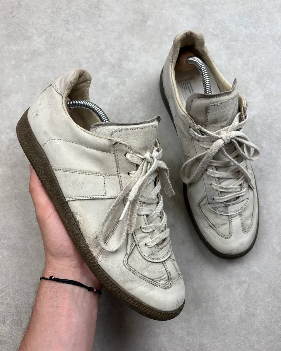Maison Margiela Replica Faded Grey Leather Low Sneakers yoCctqN 0
