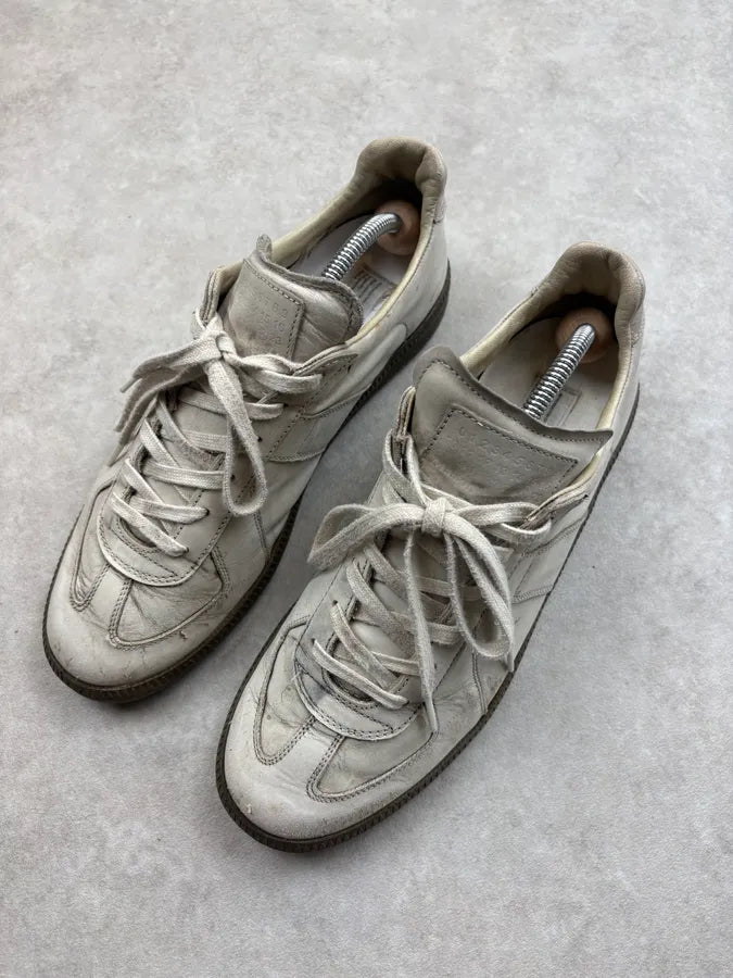 Maison Margiela Replica Faded Grey Leather Low Sneakers yoCctqN 2