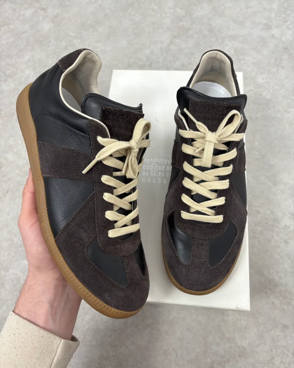 Maison Margiela Replica Gats Black & Brown Leather Gum Shoes WSlBDJy 0