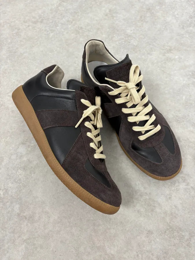 Maison Margiela Replica Gats Black & Brown Leather Gum Shoes WSlBDJy 4