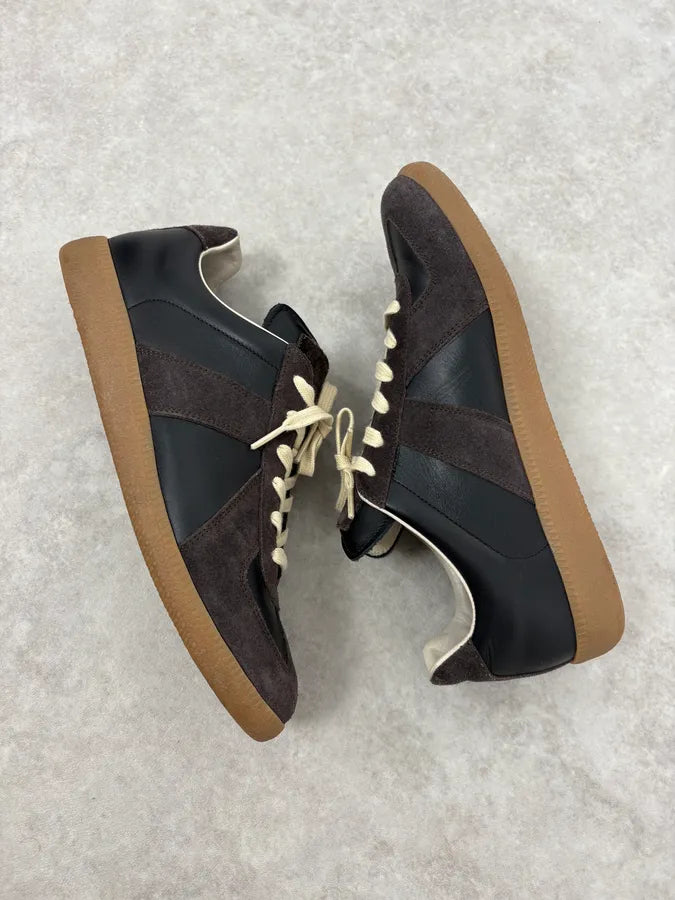 Maison Margiela Replica Gats Black & Brown Leather Gum Shoes WSlBDJy 5