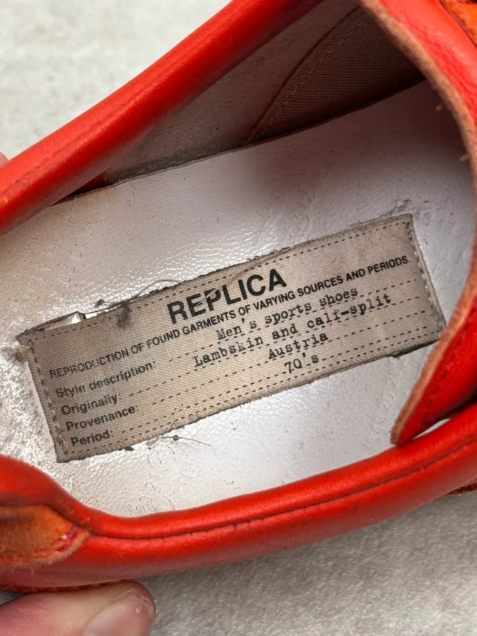 Maison Margiela Replica Gats Triple Red Leather Sneakers HKaYpai 6