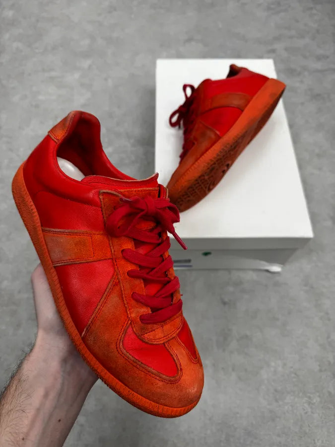 Maison Margiela Replica Gats Triple Red Leather Sneakers HKaYpai 0
