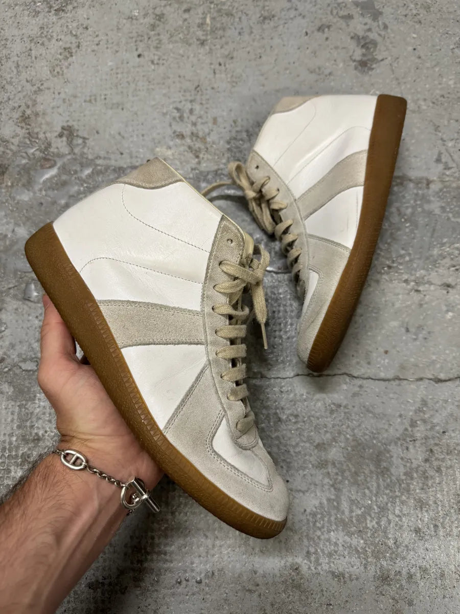 Maison Margiela Replica White Beige Army Gatts High Sneakers VCEMnwk 0