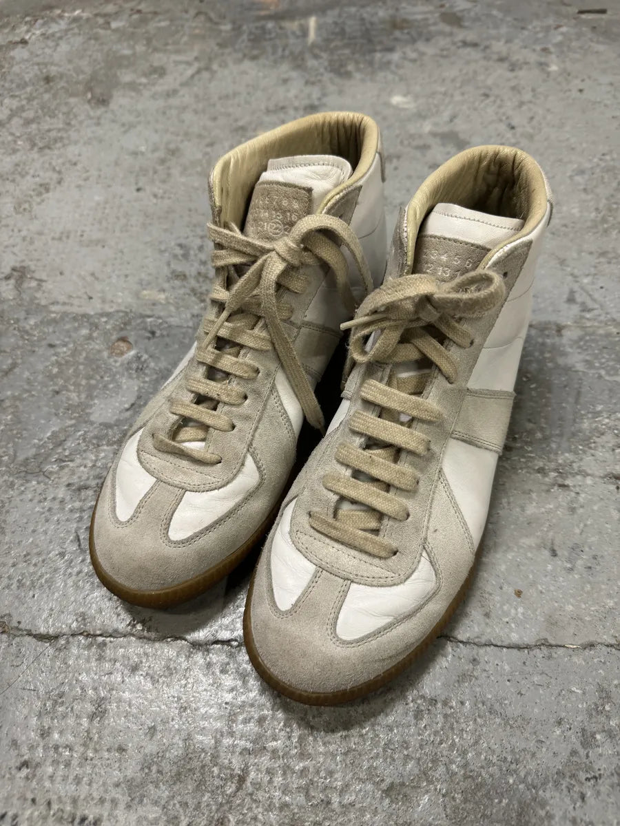 Maison Margiela Replica White Beige Army Gatts High Sneakers VCEMnwk 1