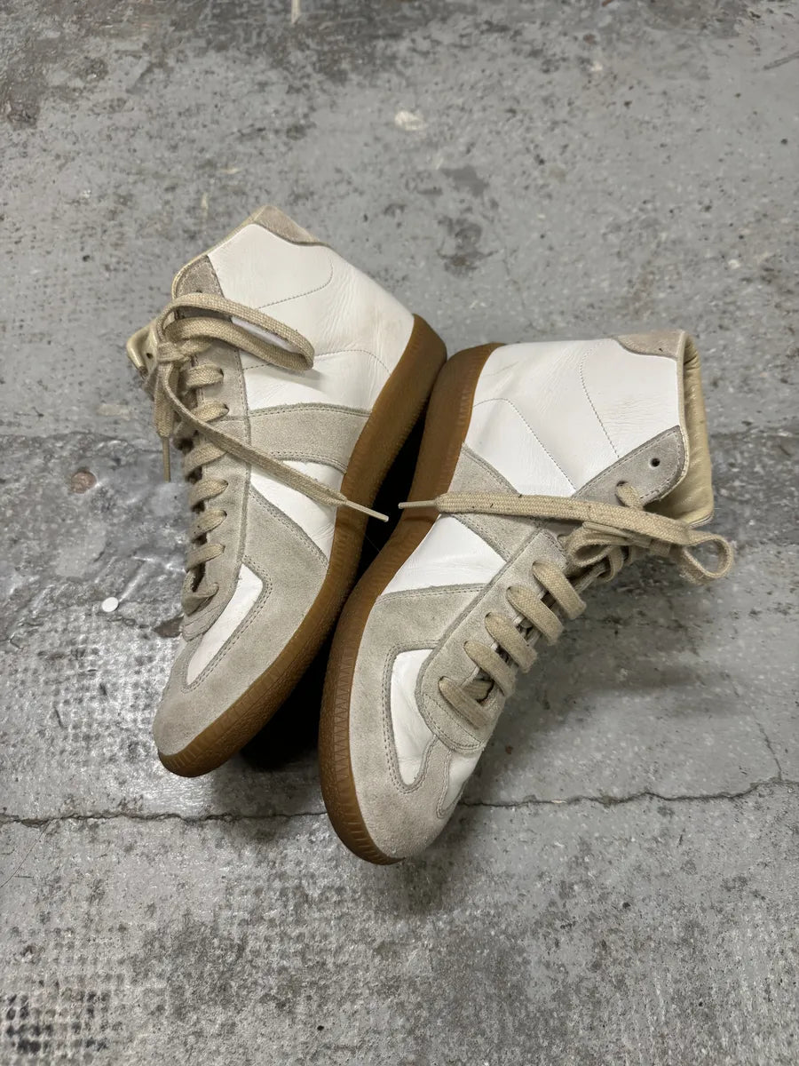 Maison Margiela Replica White Beige Army Gatts High Sneakers VCEMnwk 2