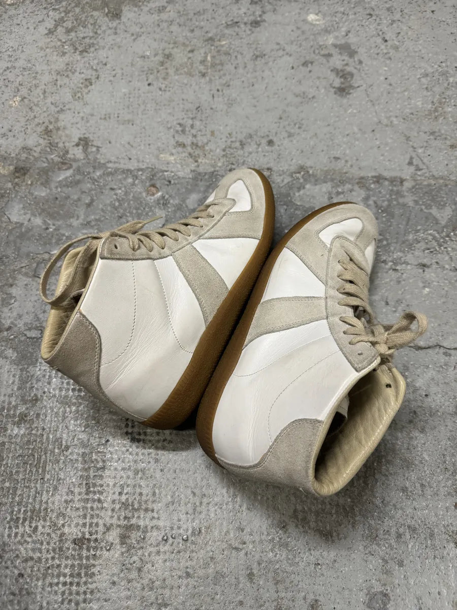 Maison Margiela Replica White Beige Army Gatts High Sneakers VCEMnwk 6