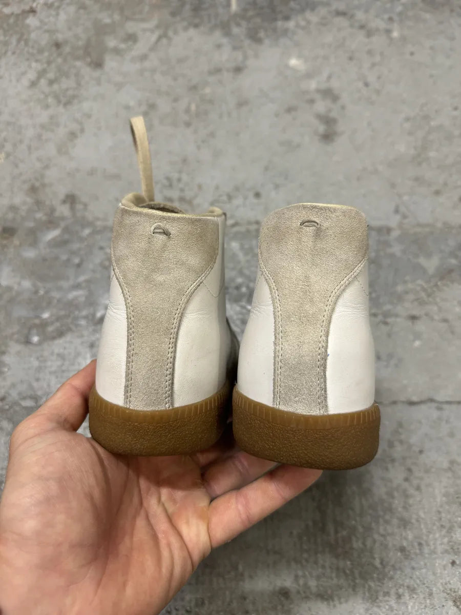 Maison Margiela Replica White Beige Army Gatts High Sneakers VCEMnwk 7