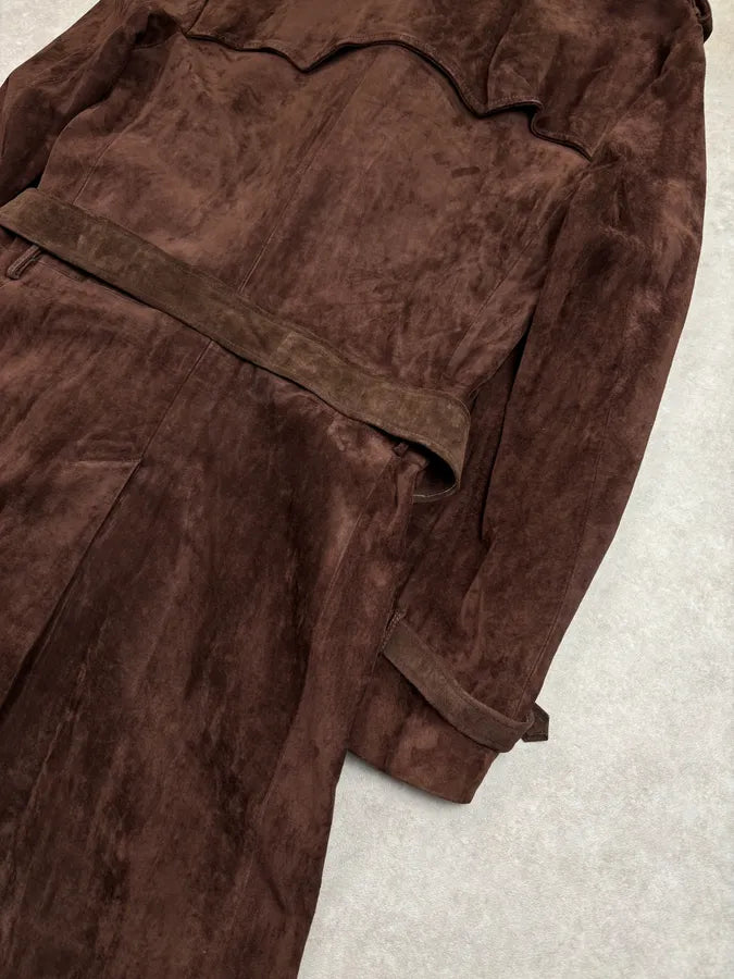 AW2005 Maison Martin Margiela Suede Leather Fitted Trench Coat  Ptbzvnf 5