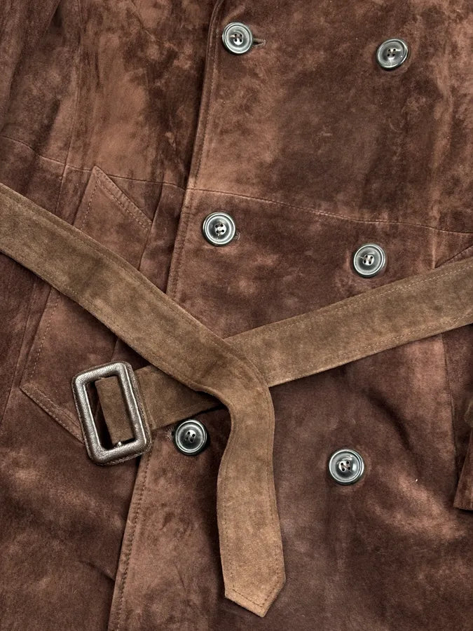 AW2005 Maison Martin Margiela Suede Leather Fitted Trench Coat  Ptbzvnf 9