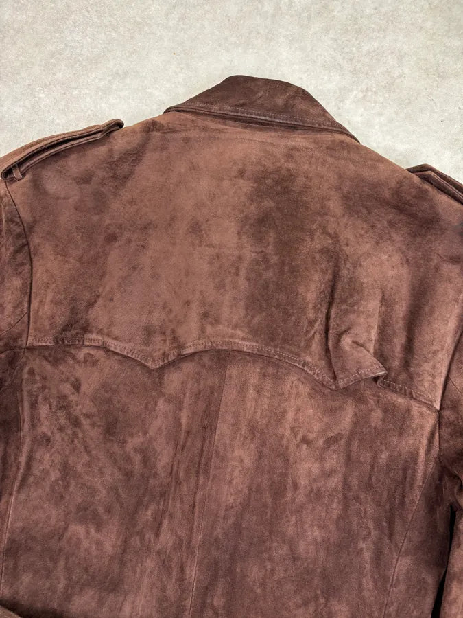 AW2005 Maison Martin Margiela Suede Leather Fitted Trench Coat  Ptbzvnf 10