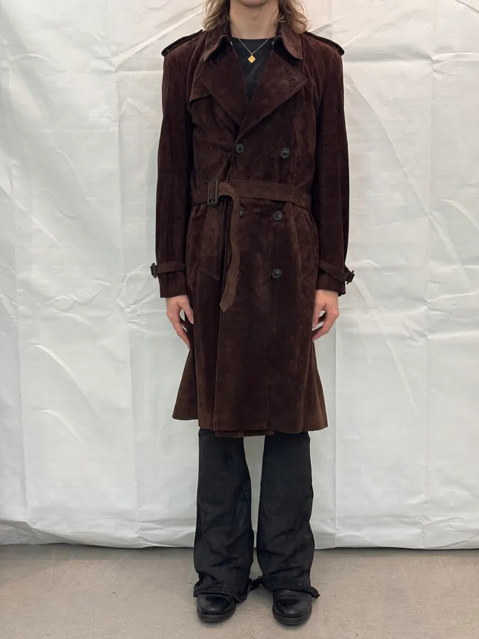 AW2005 Maison Martin Margiela Suede Leather Fitted Trench Coat  Ptbzvnf 1