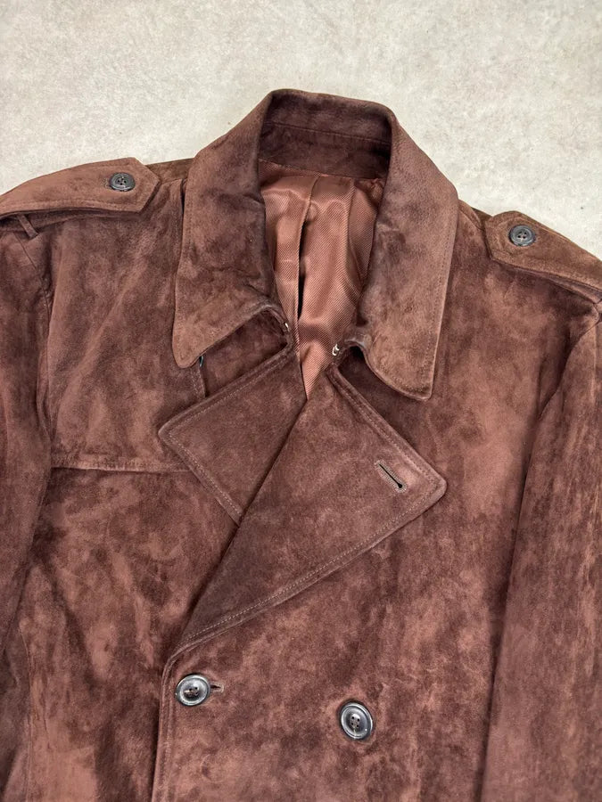 AW2005 Maison Martin Margiela Suede Leather Fitted Trench Coat  Ptbzvnf 3