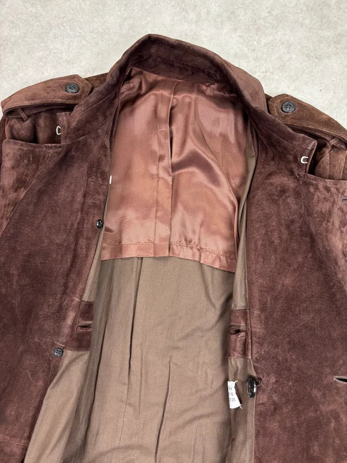 AW2005 Maison Martin Margiela Suede Leather Fitted Trench Coat  Ptbzvnf 7