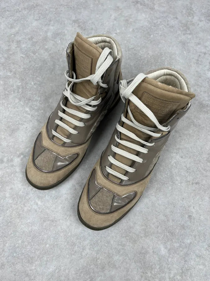 Maison Margiela Beige & Taupe Leather High-Top Sneakers BNHNKHc 5