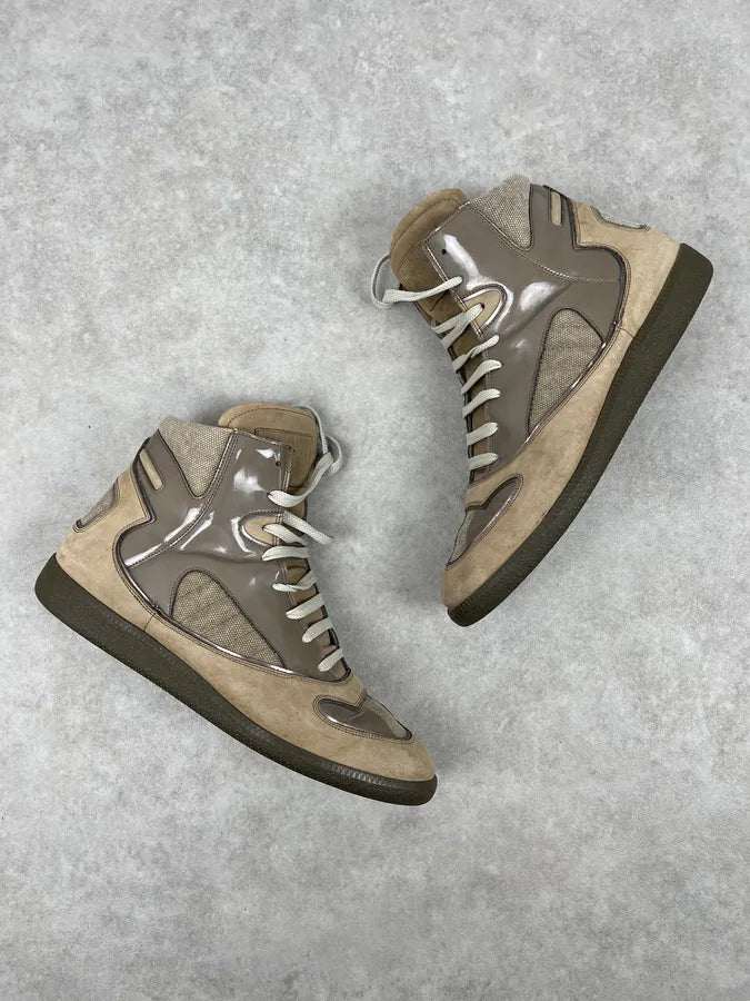Maison Margiela Beige & Taupe Leather High-Top Sneakers BNHNKHc 4