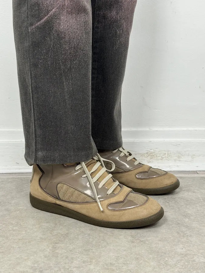 Maison Margiela Beige & Taupe Leather High-Top Sneakers BNHNKHc 2