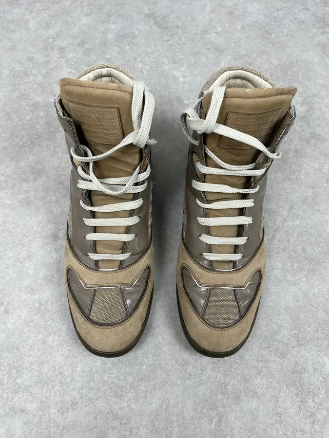 Maison Margiela Beige & Taupe Leather High-Top Sneakers BNHNKHc 3