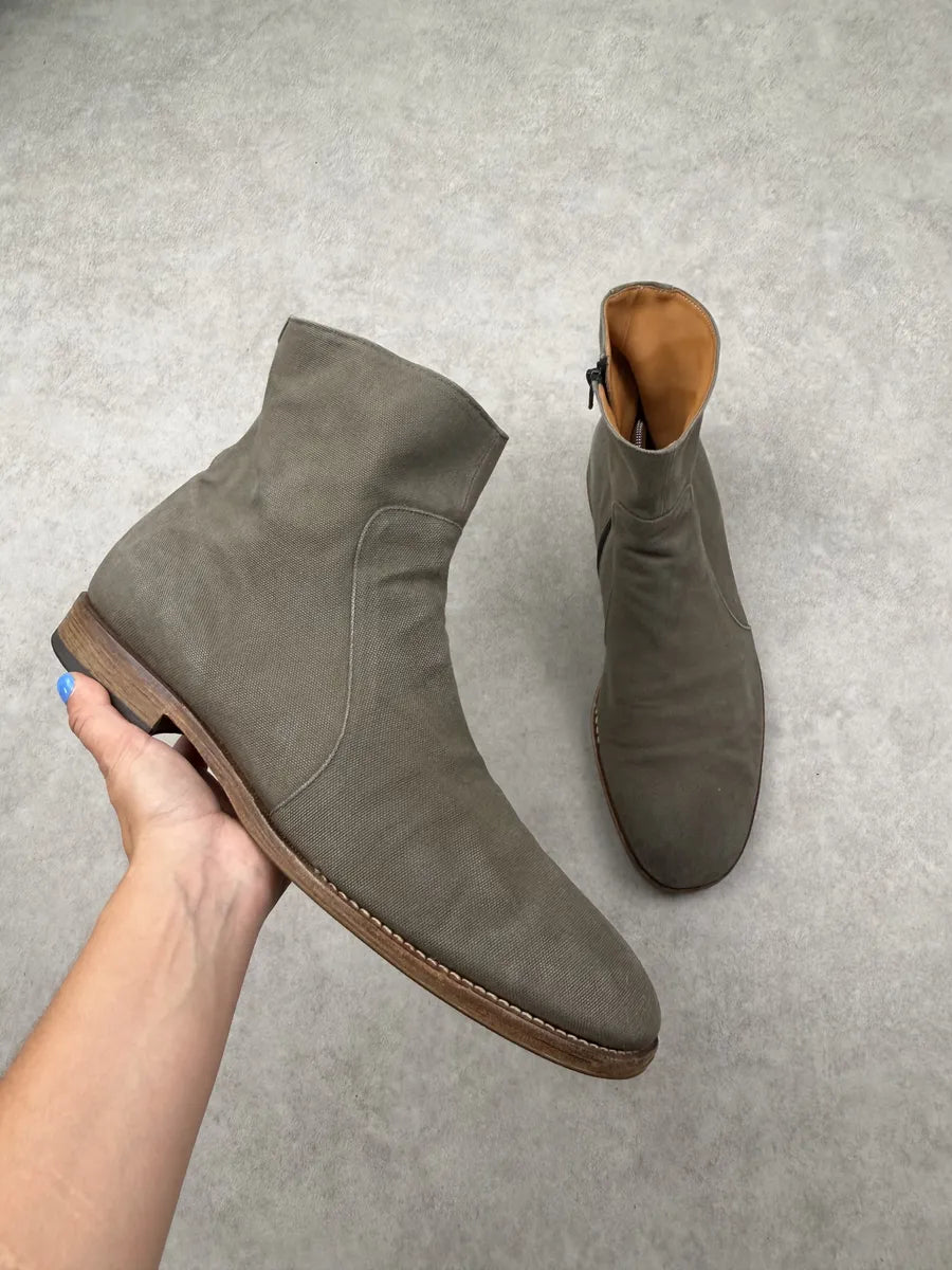 Maison Margiela Taupe Grey Canvas Boots txbkqgR 0