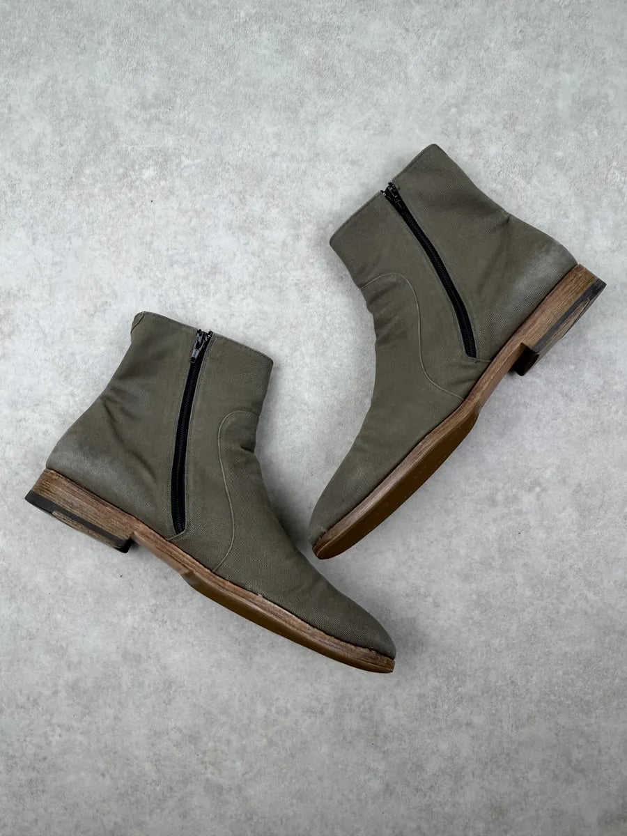 Maison Margiela Taupe Grey Canvas Boots txbkqgR 2