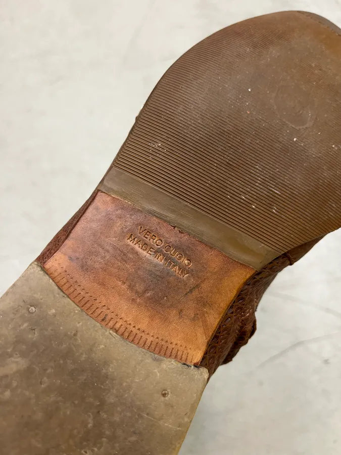 Maison Margiela Textured Brown Leather Ankle Boots GRUgehc 5