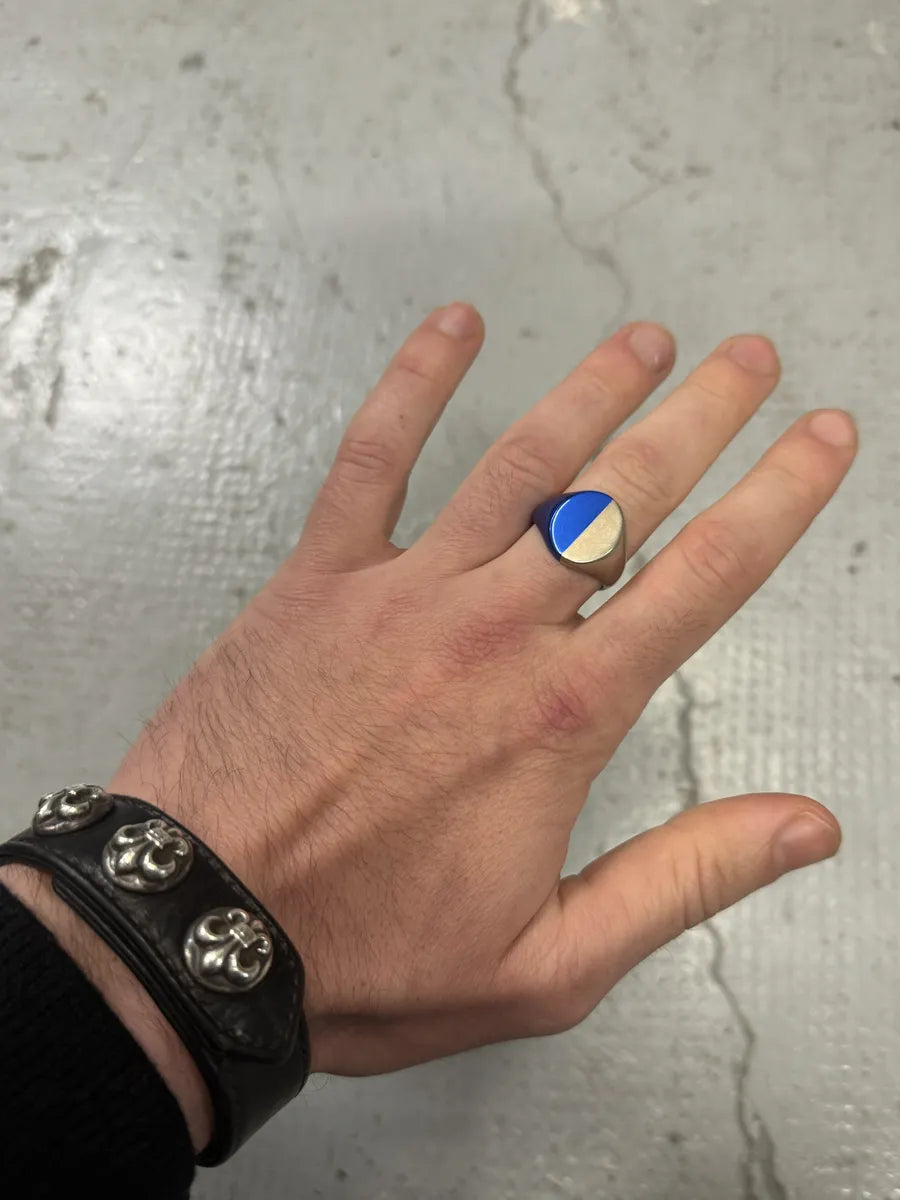 Maison Margiela Two Tone Silver Blue Ring csowVOi 0