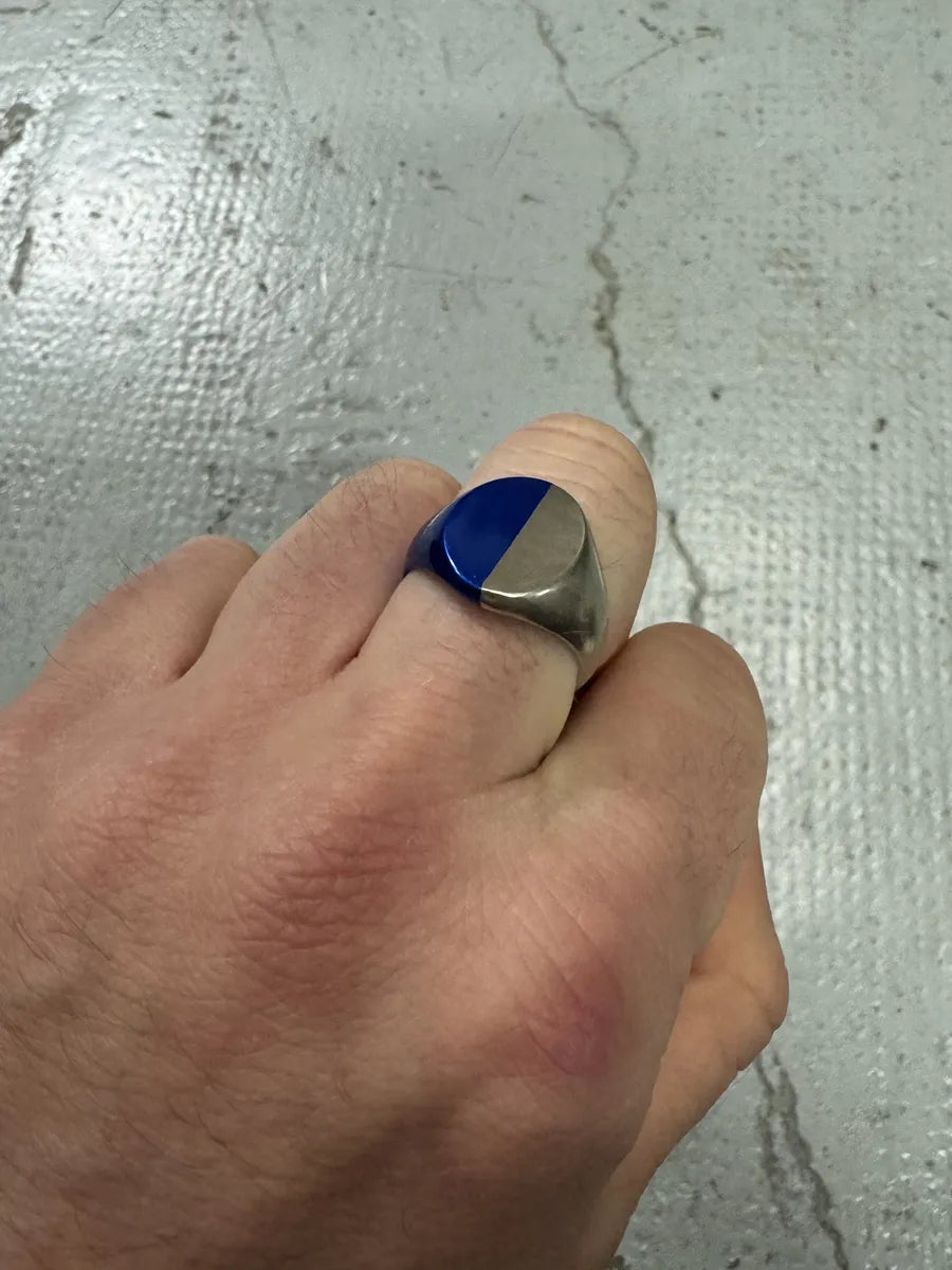 Maison Margiela Two Tone Silver Blue Ring csowVOi 3