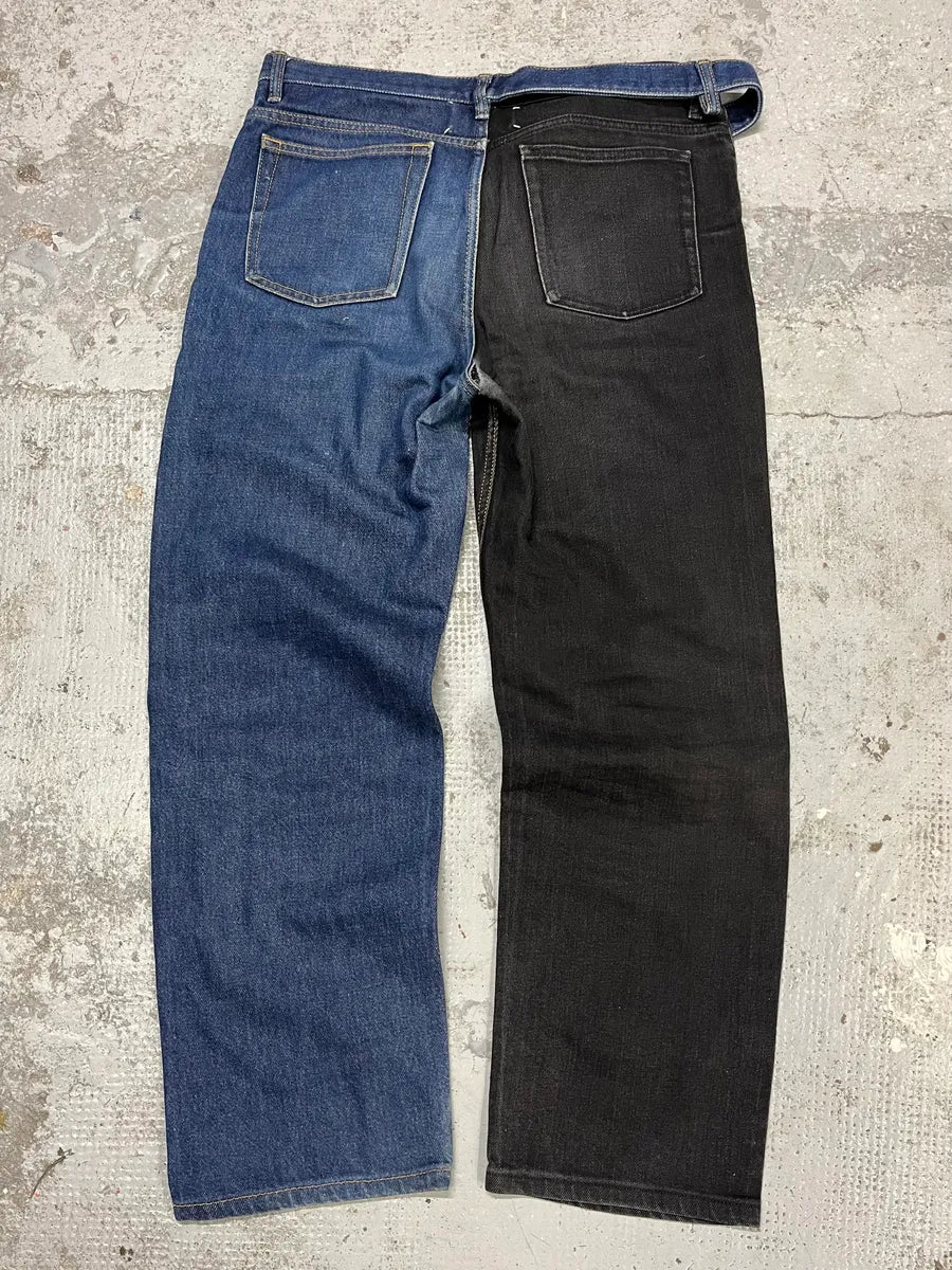AW2019 Maison Margiela Two Tones Black & Navy Denim Jeans ZjOYBjl 6