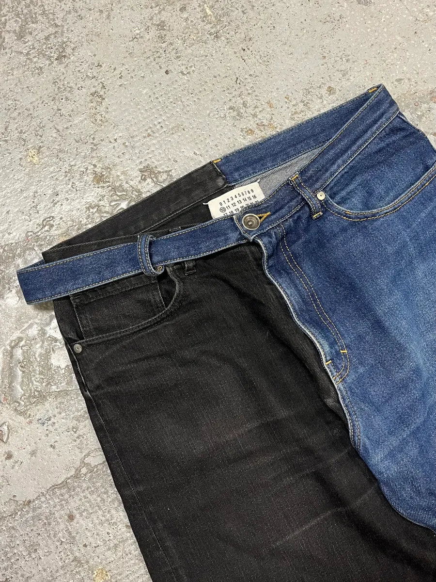 AW2019 Maison Margiela Two Tones Black & Navy Denim Jeans ZjOYBjl 5