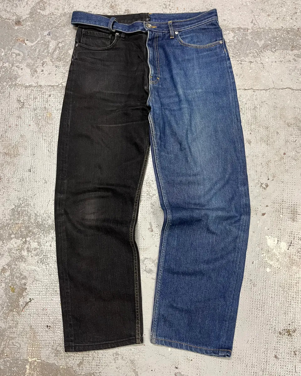 AW2019 Maison Margiela Two Tones Black & Navy Denim Jeans ZjOYBjl 0