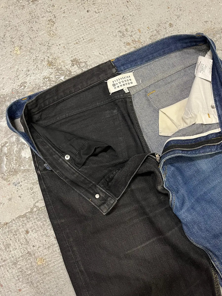 AW2019 Maison Margiela Two Tones Black & Navy Denim Jeans ZjOYBjl 8