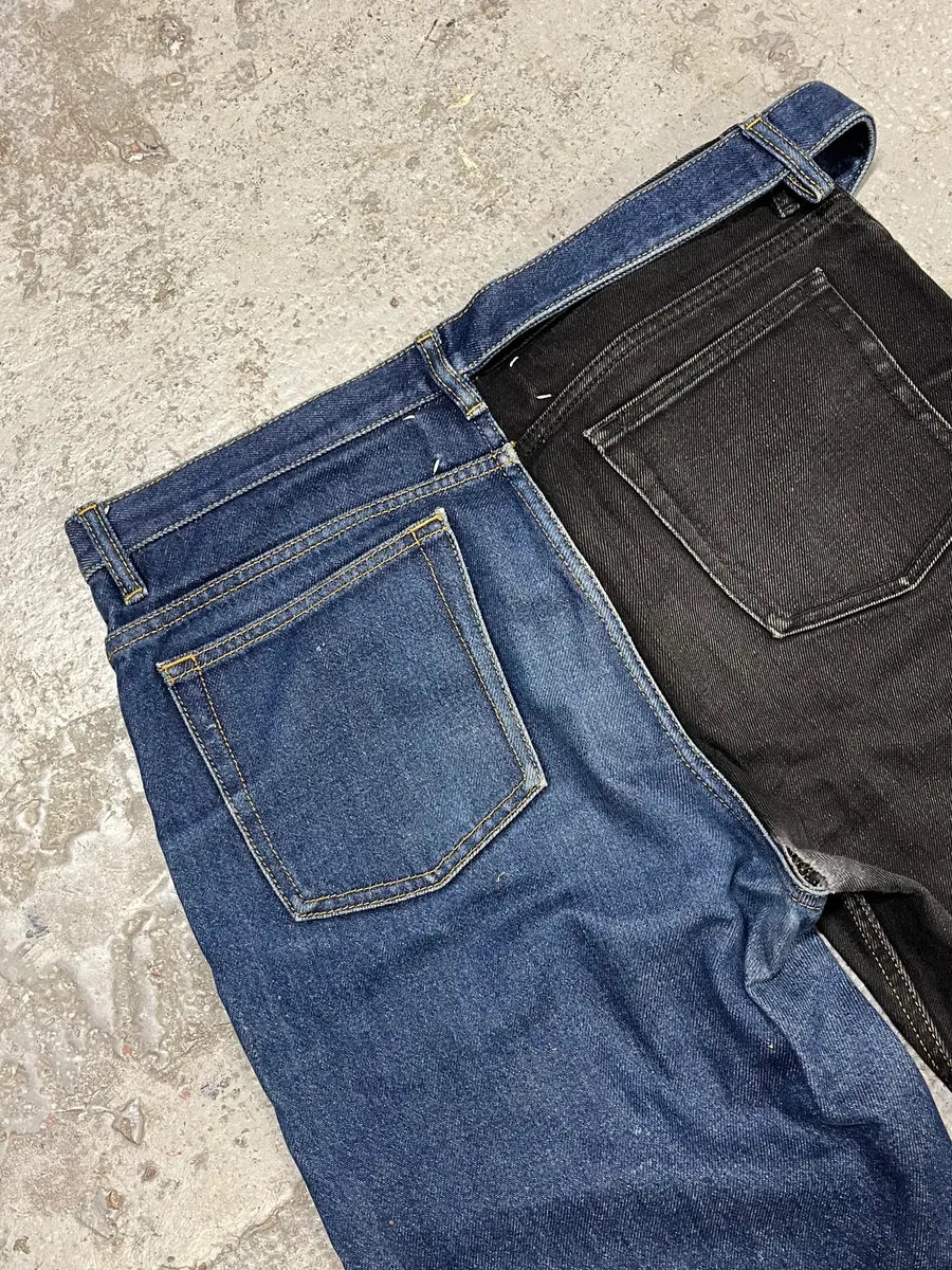 AW2019 Maison Margiela Two Tones Black & Navy Denim Jeans ZjOYBjl 7
