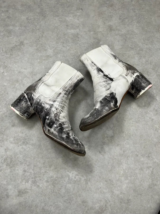 Maison Margiela White Painted Abstract Heels Boots CJPVgiM 3