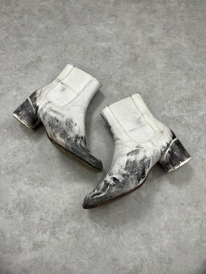 Maison Margiela White Painted Abstract Heels Boots CJPVgiM 2