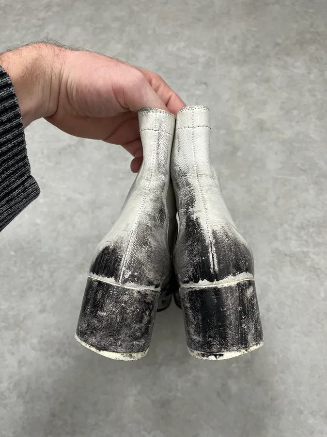 Maison Margiela White Painted Abstract Heels Boots CJPVgiM 5