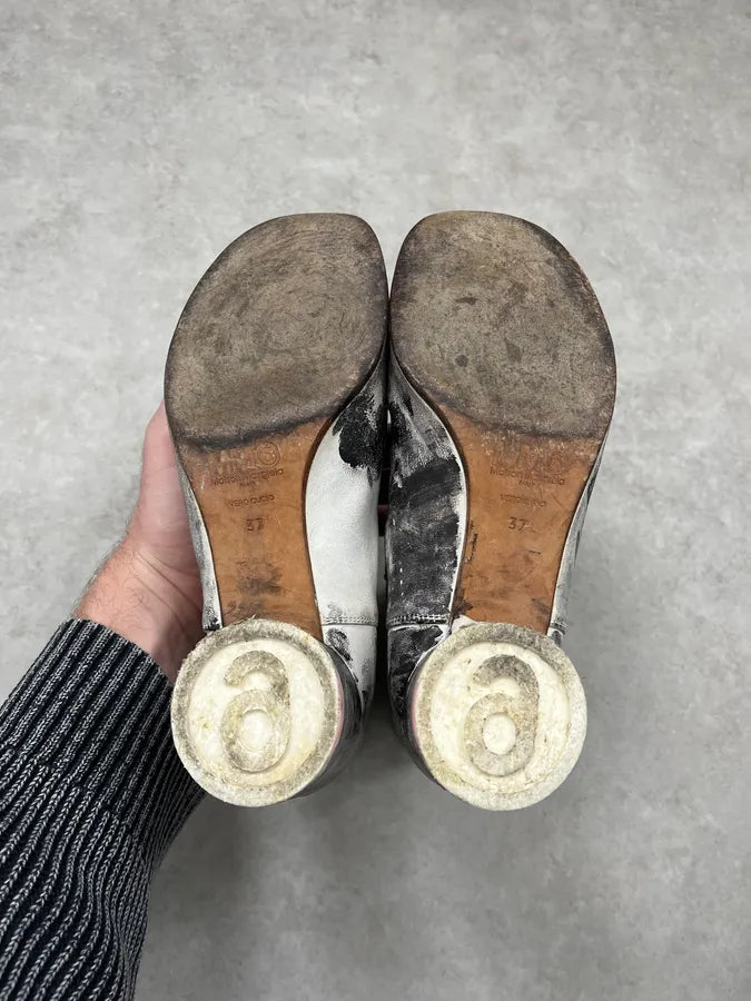 Maison Margiela White Painted Abstract Heels Boots CJPVgiM 6