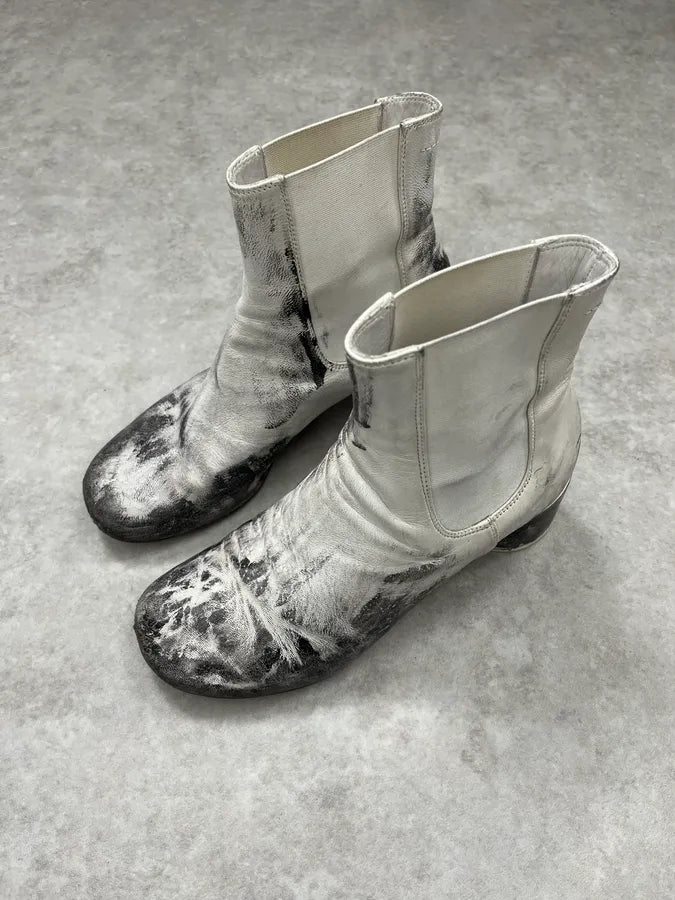Maison Margiela White Painted Abstract Heels Boots CJPVgiM 1