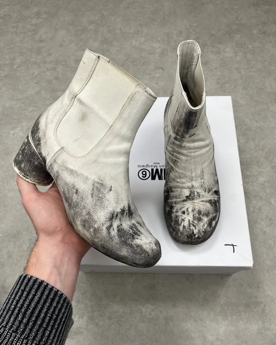 Maison Margiela White Painted Abstract Heels Boots CJPVgiM 0