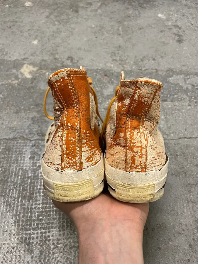 Maison Margiela x Converse High Cracked White & Orange Painted Shoes zgilgYg 6