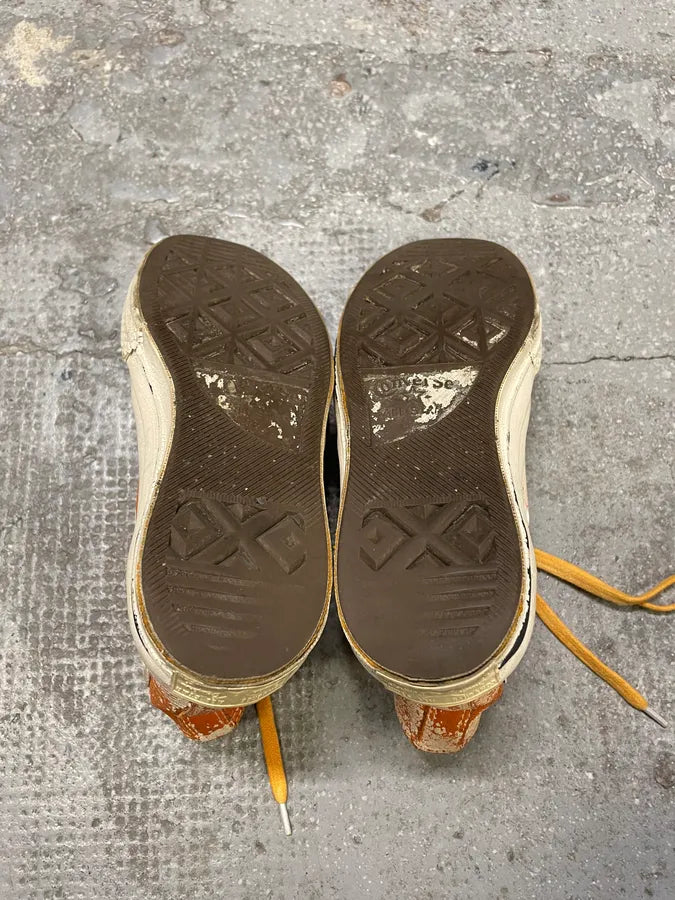 Maison Margiela x Converse High Cracked White & Orange Painted Shoes zgilgYg 7