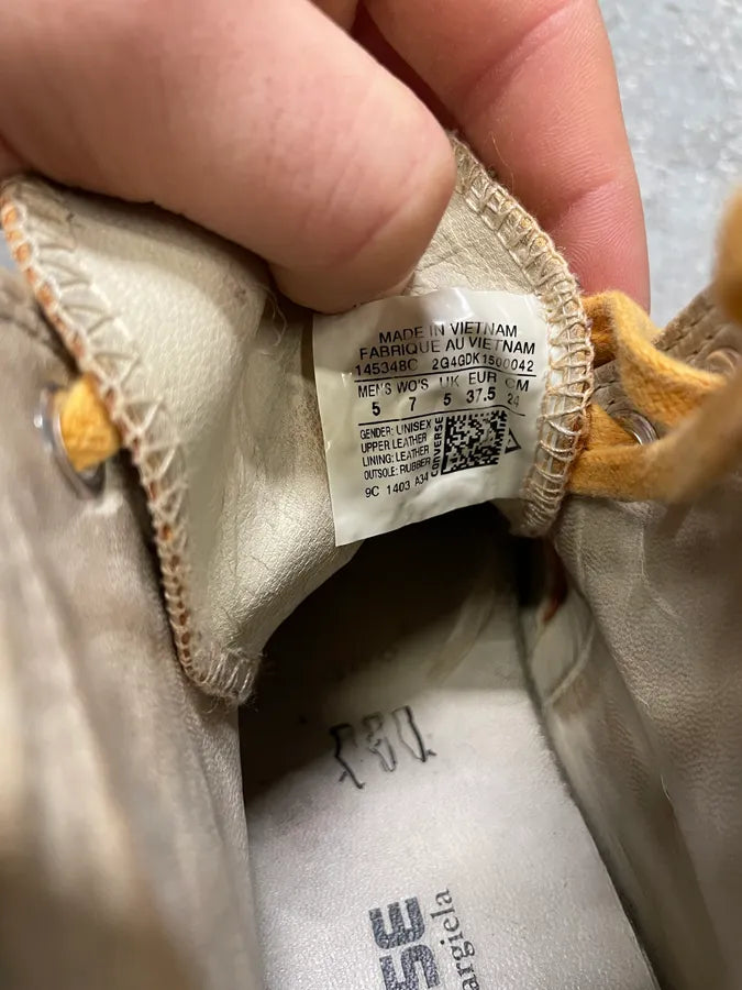 Maison Margiela x Converse High Cracked White & Orange Painted Shoes zgilgYg 8