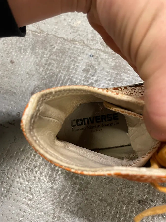 Maison Margiela x Converse High Cracked White & Orange Painted Shoes zgilgYg 9